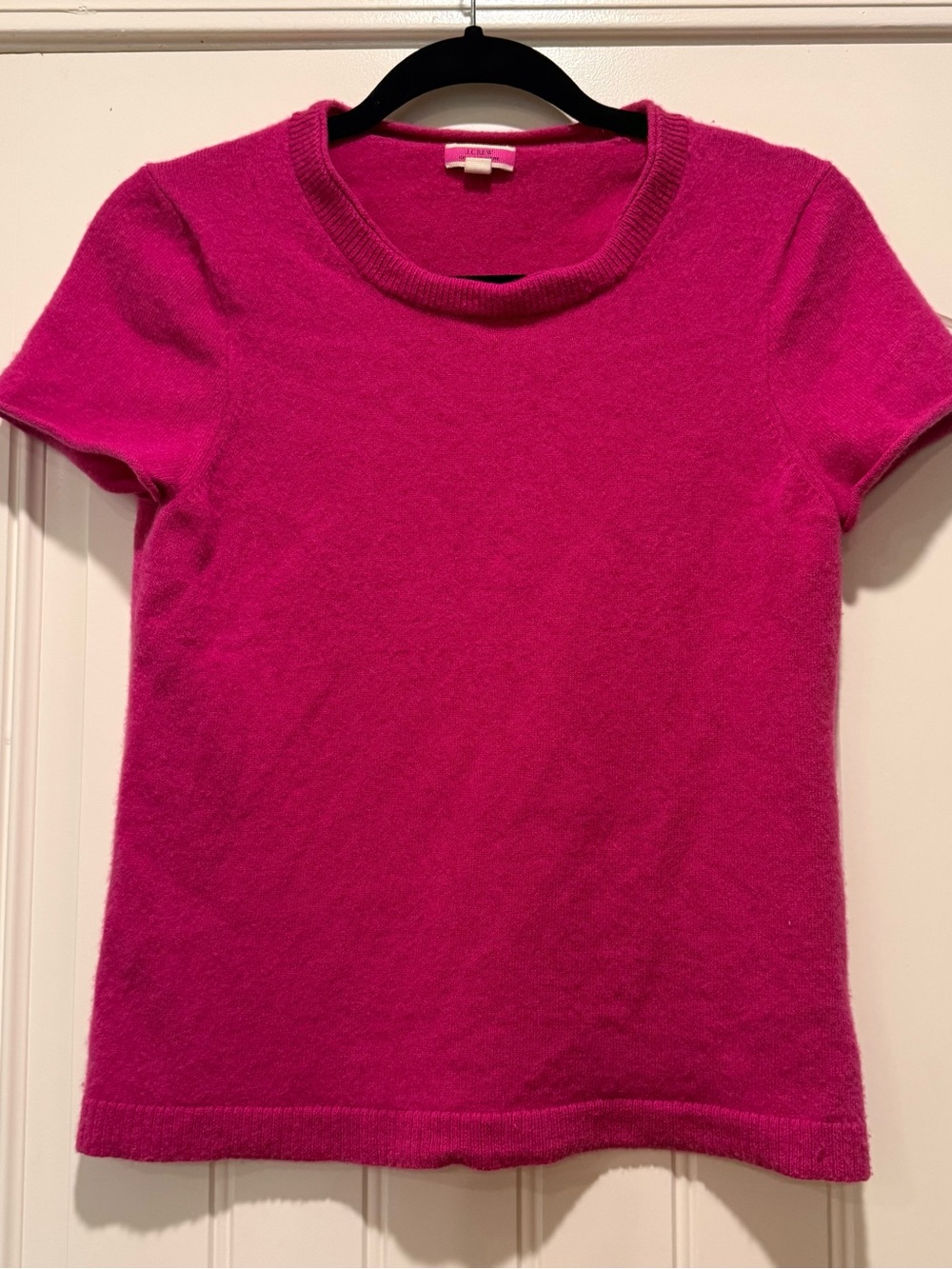 J Crew Cashmere Women’s Short-Sleeve Crewneck Top - Bright Pink